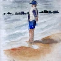 Aquarelle-plage-contemplation