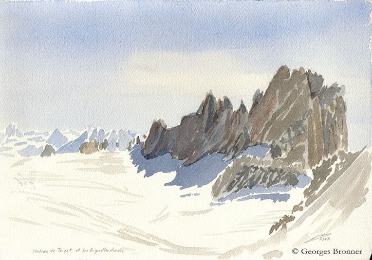 Plateau de Trient, Aiguilles Dorées, 13 August 1979. Size 26x19 cm aquarelle-aiguilles-dorees