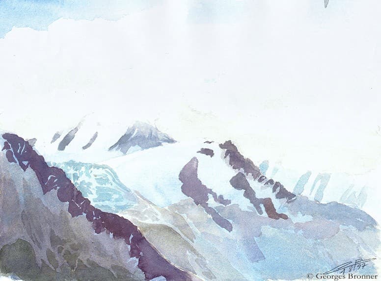 Glacier du Tour, 01 August 1997. Size 36x26 cm aquarelle-glacier-tour-1