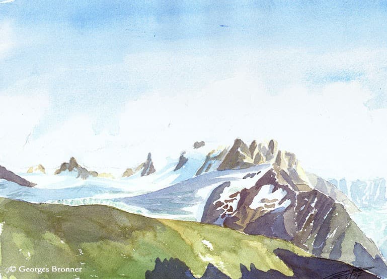 Glacier du Tour, 05 August 1997. Size 36x26 cm aquarelle-glacier-tour-2