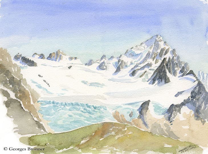 Glacier du Tour, 05 August 1997. Size 36x26 cm aquarelle-glacier-tour-aiguille-chardonnet