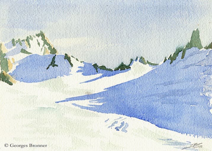 Glacier du Trient, 12 August 1979. Size 26x18 cm aquarelle-glacier-trient-1