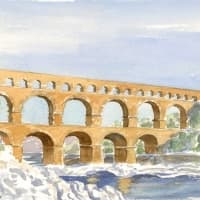 Aquarelle-Pont-du-Gard